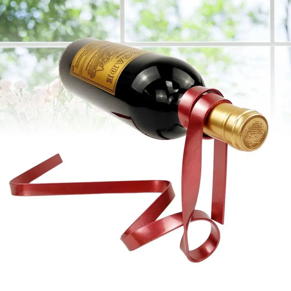 Floating Ribbon Wine Bottle Holder Stand - Table Piece