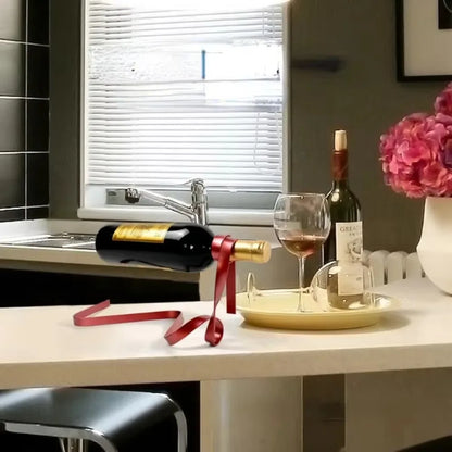 Floating Ribbon Wine Bottle Holder Stand - Table Piece