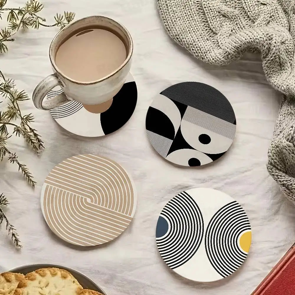 Minimalist Abstract Line Coaster Wooden Drink Tray Suitable For Restaurants And Coffee Shops Easy To Wash And Clean Table Piece