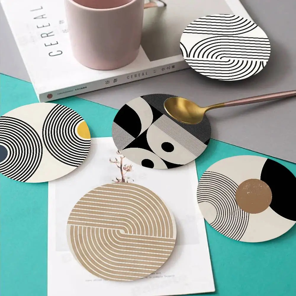 Minimalist Abstract Line Coaster Wooden Drink Tray Suitable For Restaurants And Coffee Shops Easy To Wash And Clean Table Piece
