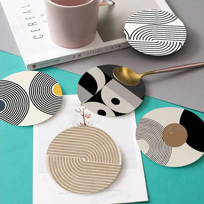Minimalist Abstract Line Coaster Wooden Drink Tray Suitable For Restaurants And Coffee Shops Easy To Wash And Clean Table Piece