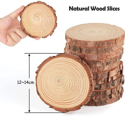 Natural Pine Wood Slices with Bark - Table Piece