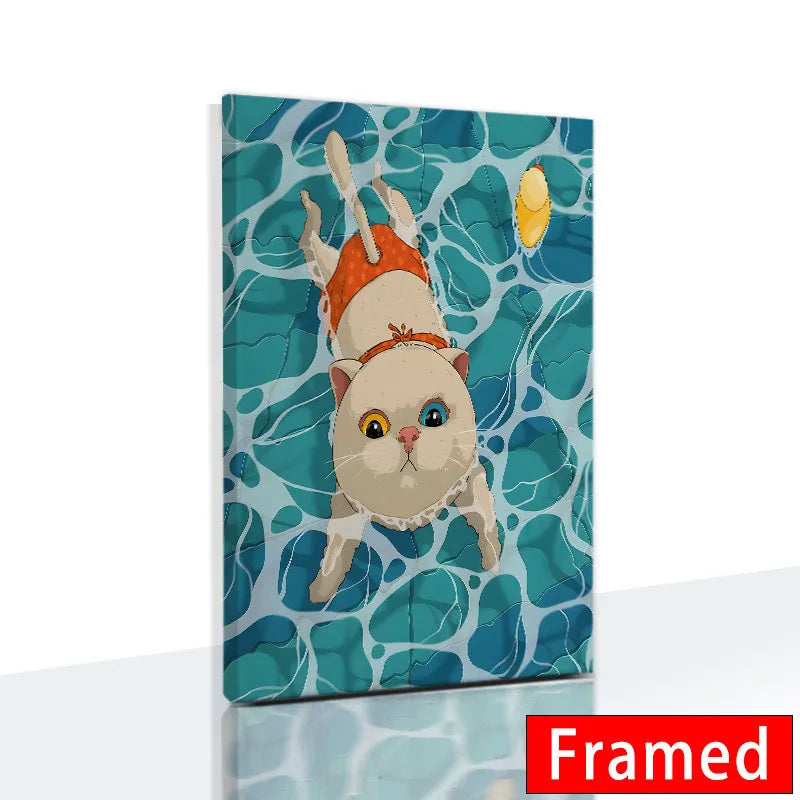 Midnight Cats Framed Canvas