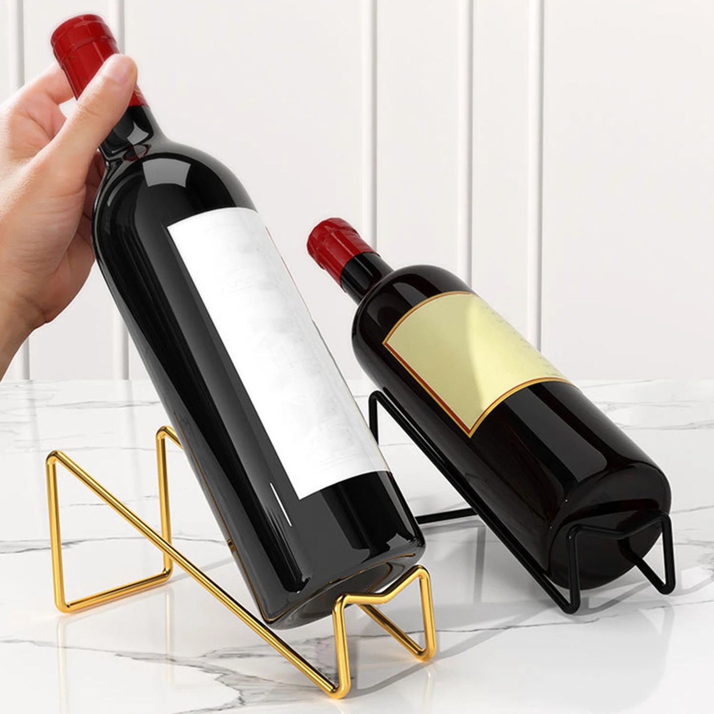 2Pcs Wine Bottle Holder Metal Wine Rack Table Piece