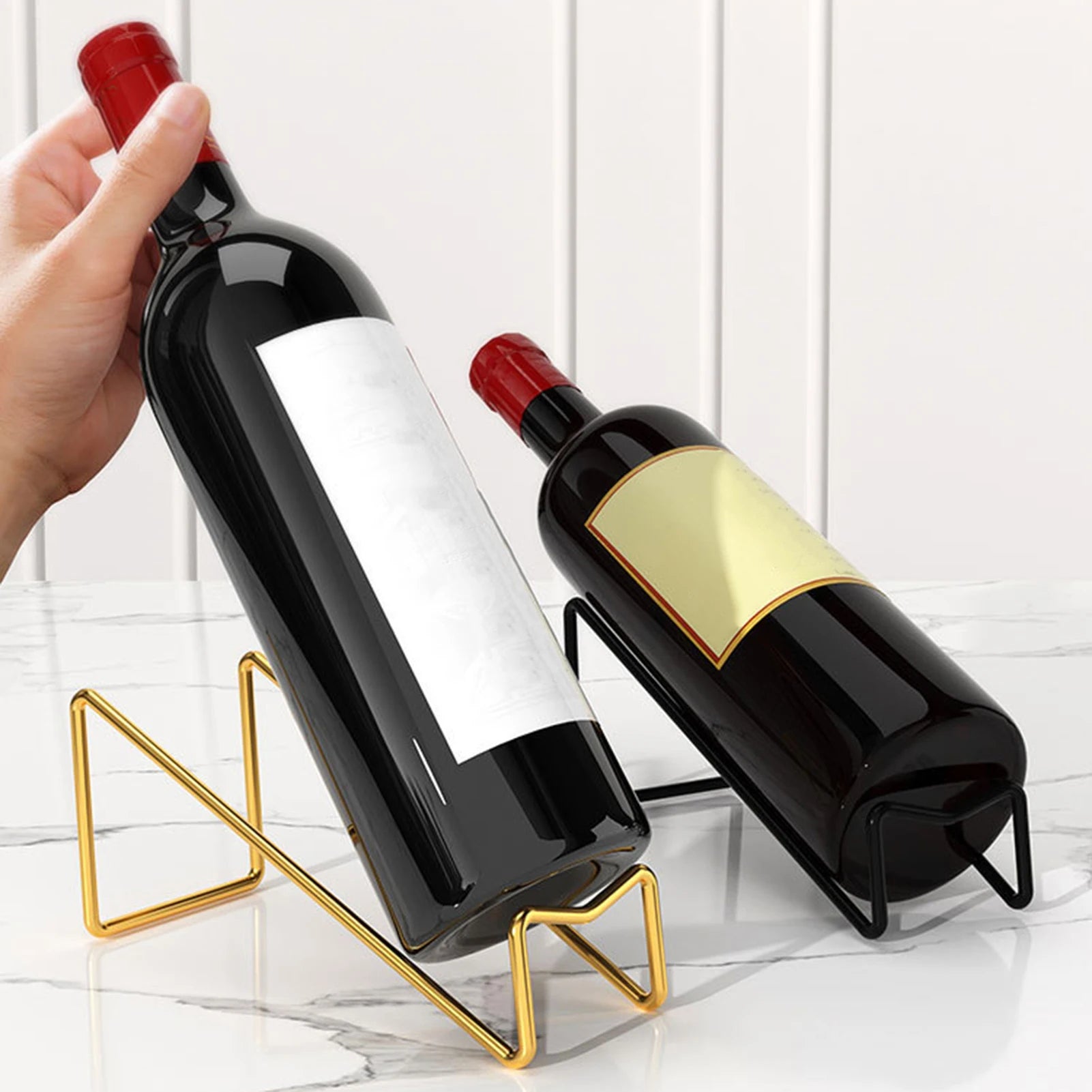 2Pcs Wine Bottle Holder Metal Wine Rack Table Piece