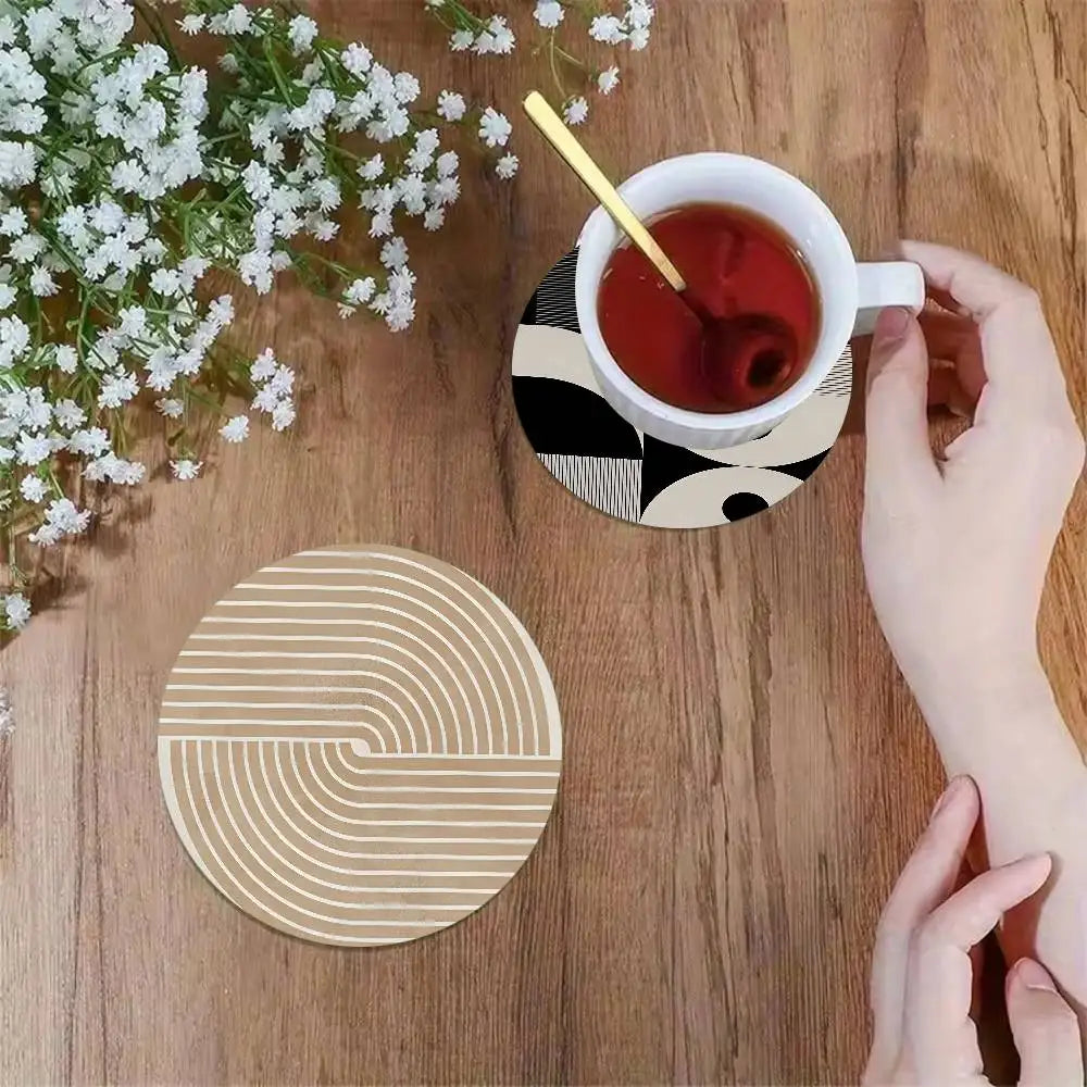 Minimalist Abstract Line Coaster Wooden Drink Tray Suitable For Restaurants And Coffee Shops Easy To Wash And Clean Table Piece