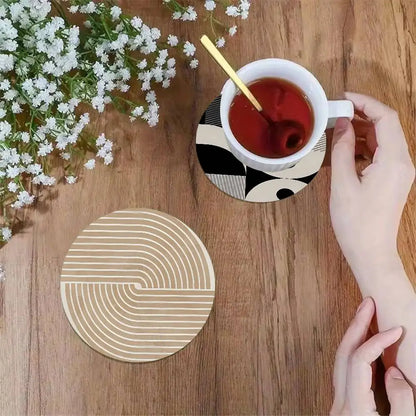 Minimalist Abstract Line Coaster Wooden Drink Tray Suitable For Restaurants And Coffee Shops Easy To Wash And Clean Table Piece