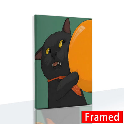 Midnight Cats Framed Canvas