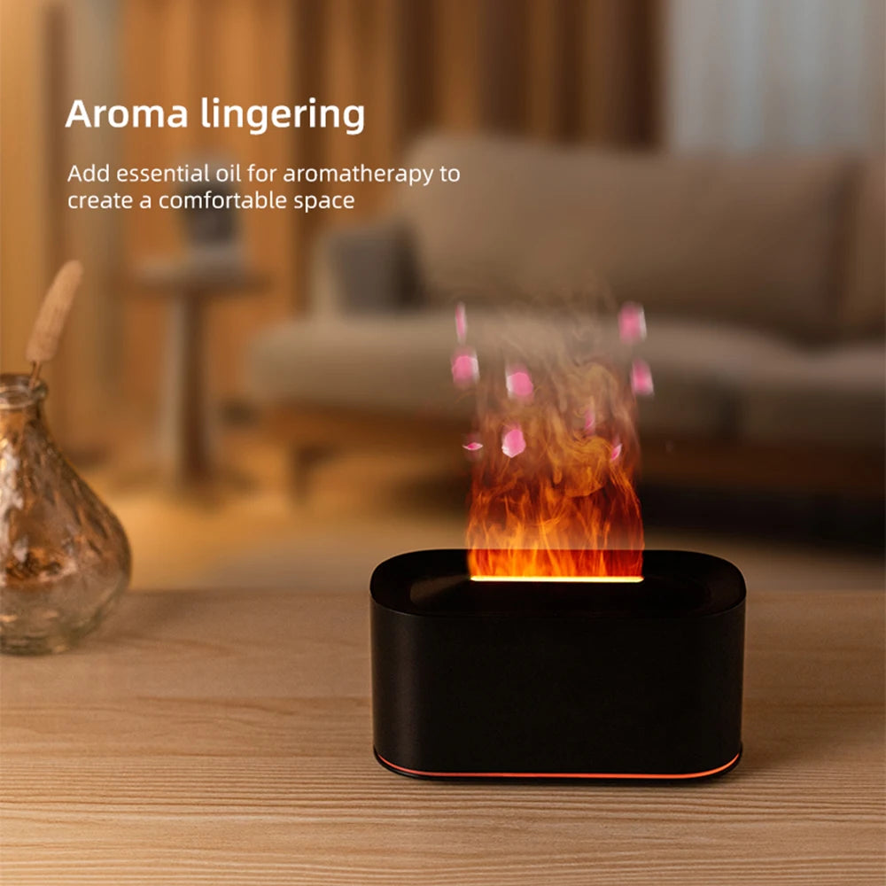 Aromatherapy Diffuser with Flame Effect Table Piece