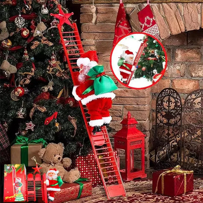 Santa Claus Doll Climbing Ladder with Music Christmas Tree Ornaments