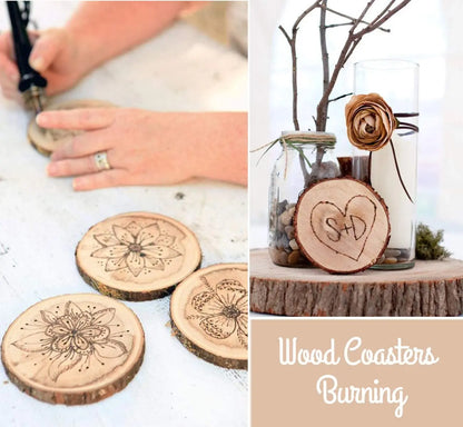 Natural Pine Wood Slices with Bark - Table Piece
