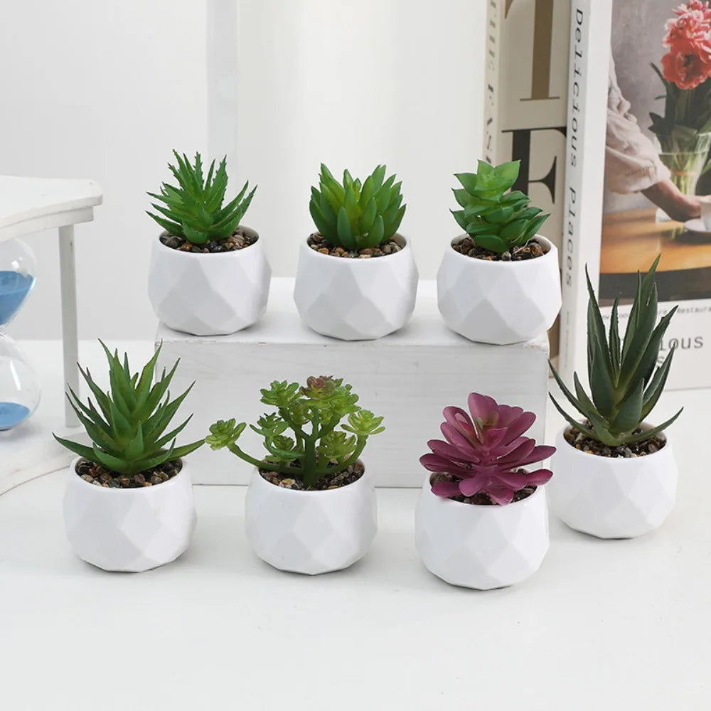 mini potted faux succulents Mini Artificial Bonsai Cactus