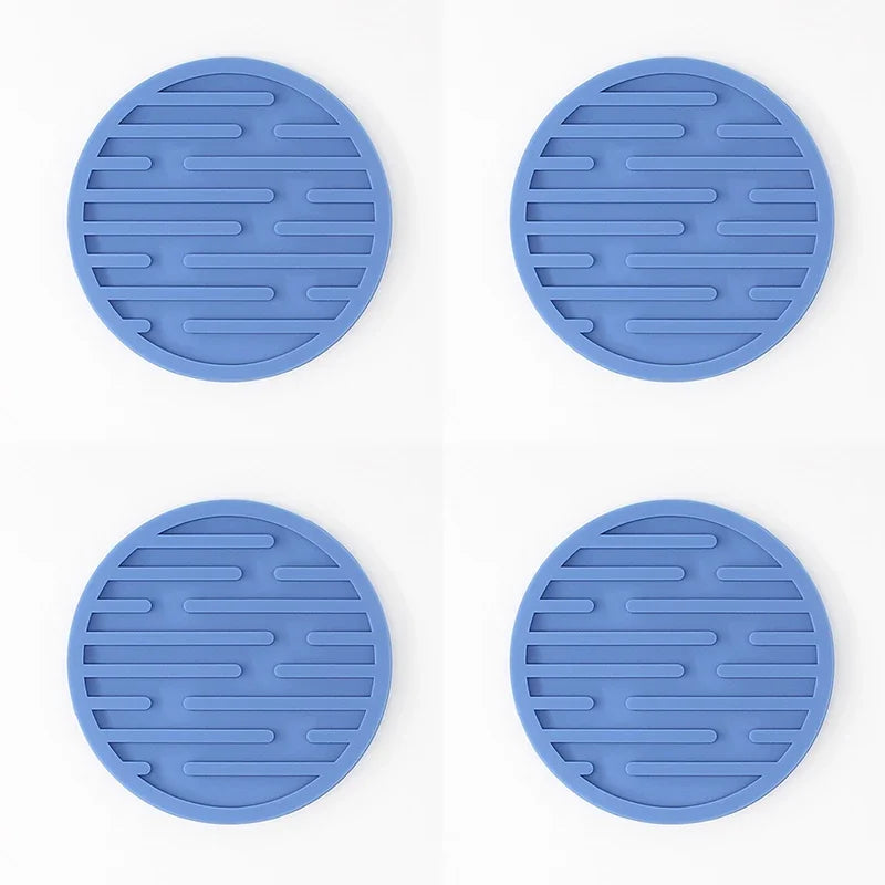 4PCS/lot 10cm Silicone Cup Pad Slip Insulation Pad Round Cup Mat Hot Drink Holder Mug Stand Home Kitchen Tool Cup Coaster Table Piece