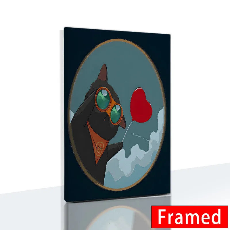 Midnight Cats Framed Canvas