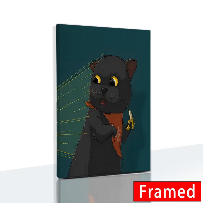 Midnight Cats Framed Canvas