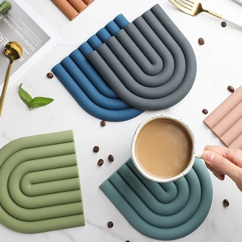 Modilan Rainbow Silicone Mat Pot Mat Thermal Mat Table Mat Heat Resistant High Temperature Cup Mat Thickened To Prevent Scalding Table Piece