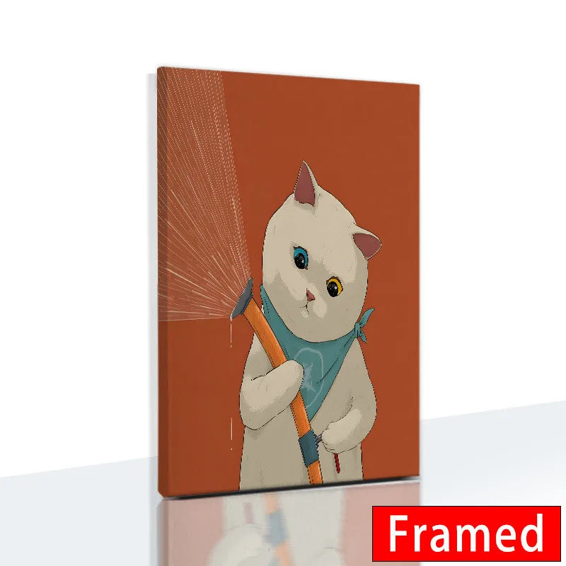 Midnight Cats Framed Canvas