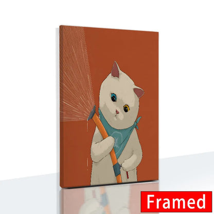 Midnight Cats Framed Canvas
