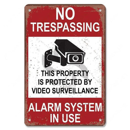 Retro Security Metal Plaque