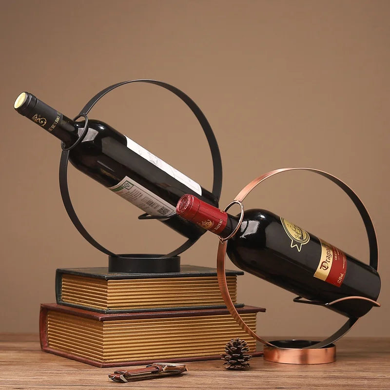 Retro Iron Round Wine Rack Table Piece