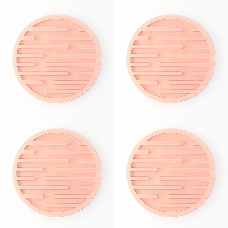 4PCS/lot 10cm Silicone Cup Pad Slip Insulation Pad Round Cup Mat Hot Drink Holder Mug Stand Home Kitchen Tool Cup Coaster Table Piece