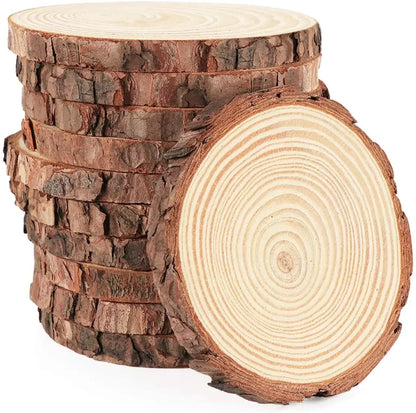 Natural Pine Wood Slices with Bark - Table Piece