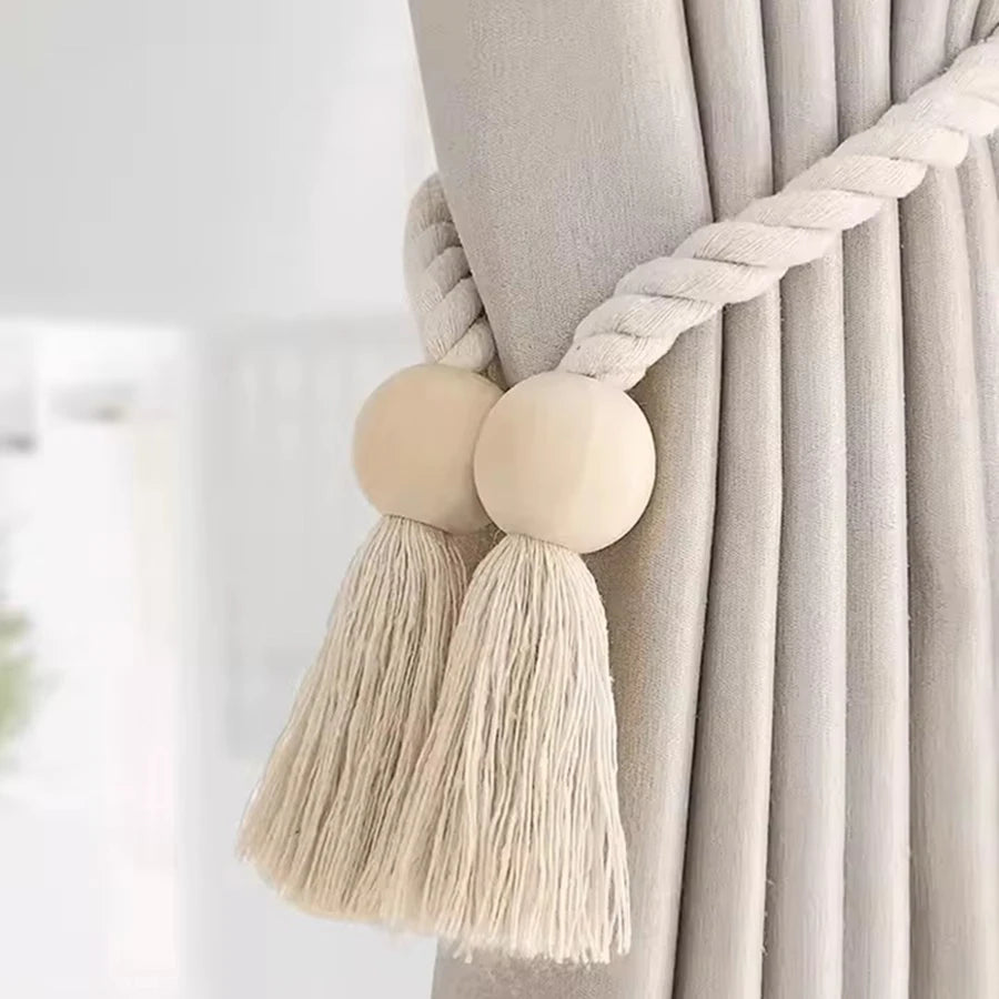 Handwoven Wooden Knot Curtain Holdbacks - Table Piece