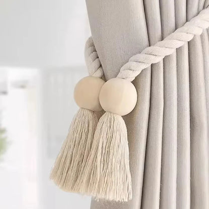 Handwoven Wooden Knot Curtain Holdbacks - Table Piece