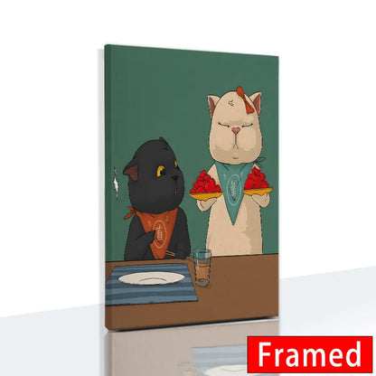 Midnight Cats Framed Canvas
