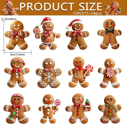 12/24pcs Christmas Gingerbread Man Ornaments Xmas Tree Wooden Hanging