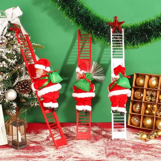 Santa Claus Doll Climbing Ladder with Music Christmas Tree Ornaments