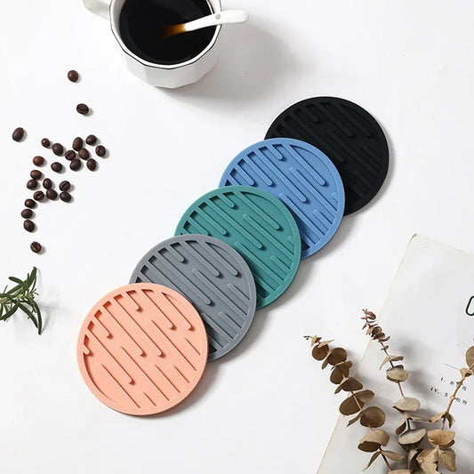 4PCS/lot 10cm Silicone Cup Pad Slip Insulation Pad Round Cup Mat Hot Drink Holder Mug Stand Home Kitchen Tool Cup Coaster Table Piece