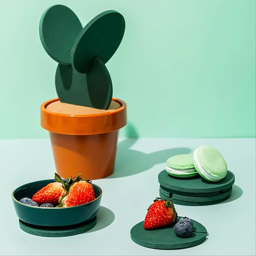 Cactus Coaster Non-slip Creative Insulated Tea Mat DIY Home Tableware Coffee Cup Holder Coaster Heat Insulation Table Decoration Table Piece