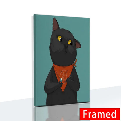 Midnight Cats Framed Canvas