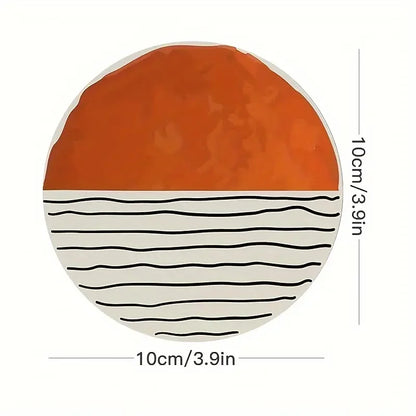 6 Pieces/Set of Circular Patterned Wooden Anti-Slip Coasters, Suitable for Home Offices and Theme Party Decoration Table Piece