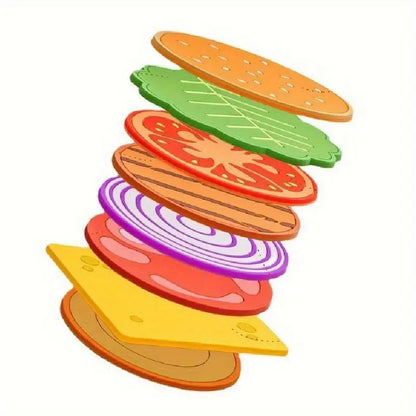 8Pcs/Set Burger Shape Silicone Coaster Insulation Mat for Mug Kitchen Dining Bar Table Decor Table Piece