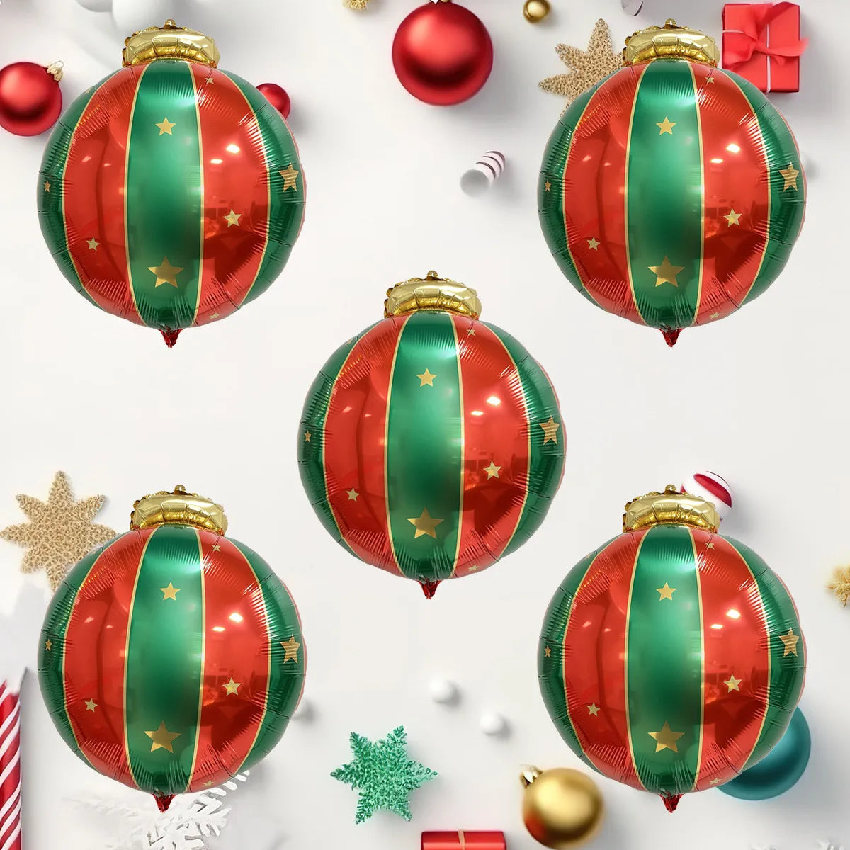 Red Green Christmas Ball Sahpe Foil