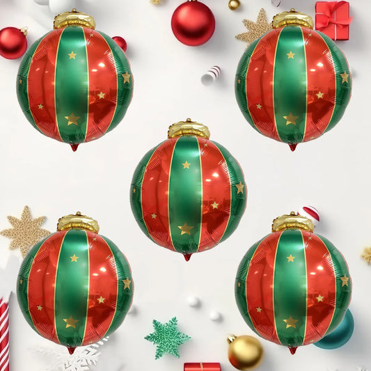 Red Green Christmas Ball Sahpe Foil
